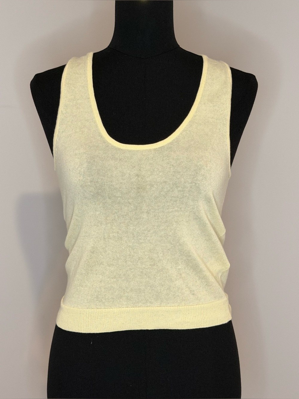 ZARA - Lightweight Scoop Neck Tank Top - Pale Yellow